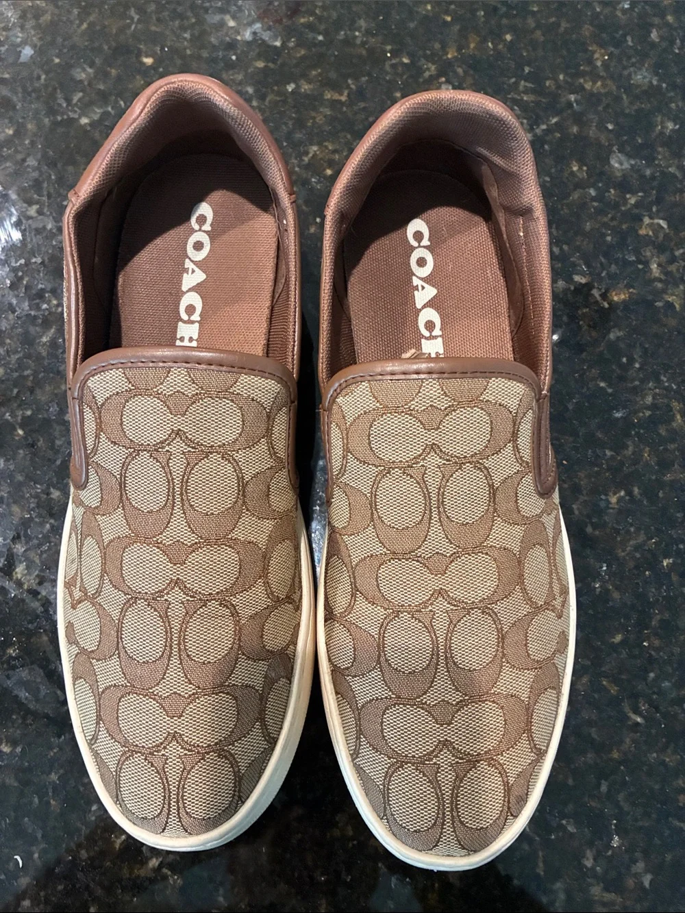 Coach Men’s Tan/Brown Signature Slip-On Sneakers